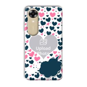 Blue & Pink Hearts Customized Printed Back Cover for Oppo A17k