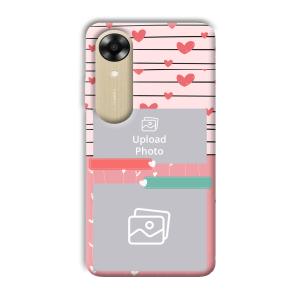 Pink Hearts Customized Printed Back Cover for Oppo A17k