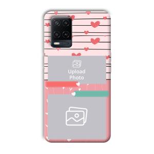 Pink Hearts Customized Printed Back Cover for Oppo A54