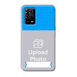 Sky Blue & White Customized Printed Back Cover for Oppo A55