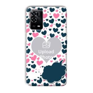Blue & Pink Hearts Customized Printed Back Cover for Oppo A55