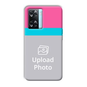 Pink & Sky Blue Customized Printed Back Cover for Oppo A77