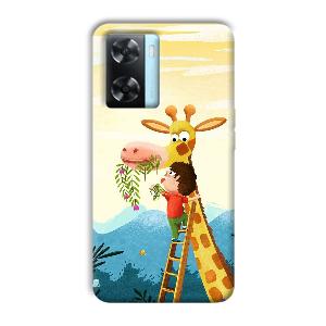 Giraffe & The Boy Phone Customized Printed Back Cover for Oppo A77