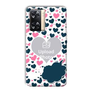 Blue & Pink Hearts Customized Printed Back Cover for Oppo A77s