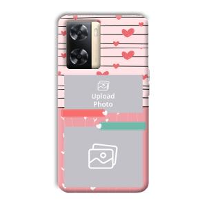 Pink Hearts Customized Printed Back Cover for Oppo A77s