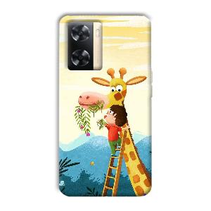 Giraffe & The Boy Phone Customized Printed Back Cover for Oppo A77s