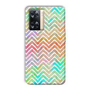 White Zig Zag Pattern Phone Customized Printed Back Cover for Oppo A77s