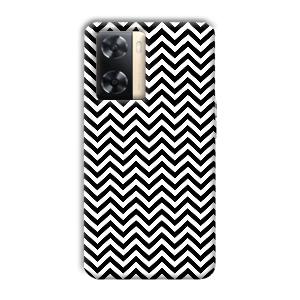 Black White Zig Zag Phone Customized Printed Back Cover for Oppo A77s