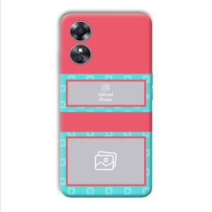 Blue Pink Customized Printed Back Cover for Oppo A17