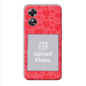 Red Hearts Customized Printed Back Cover for Oppo A17