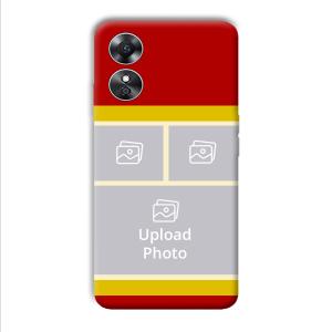Red Yellow Collage Customized Printed Back Cover for Oppo A17