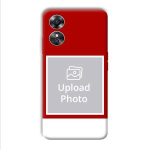 Red & White Customized Printed Back Cover for Oppo A17