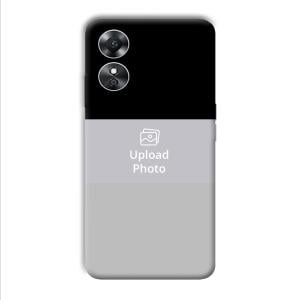 Black & Grey Customized Printed Back Cover for Oppo A17