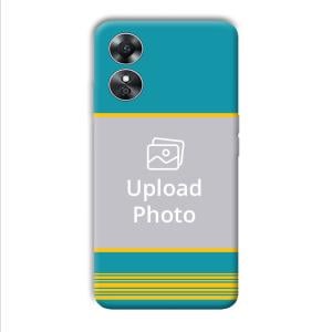 Yellow Blue Design Customized Printed Back Cover for Oppo A17