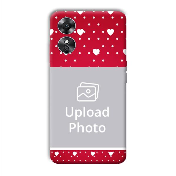 White Hearts Customized Printed Back Cover for Oppo A17