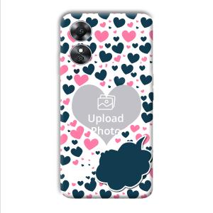 Blue & Pink Hearts Customized Printed Back Cover for Oppo A17