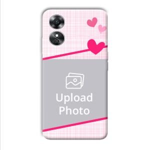 Pink Check Customized Printed Back Cover for Oppo A17