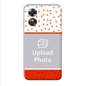 Orange Hearts Customized Printed Back Cover for Oppo A17