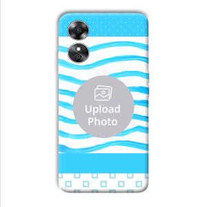 Blue Wavy Design Customized Printed Back Cover for Oppo A17