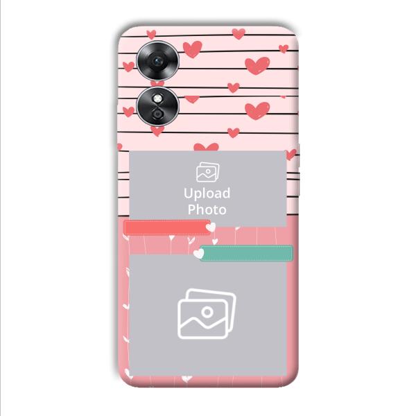 Pink Hearts Customized Printed Back Cover for Oppo A17