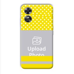 White & Yellow Customized Printed Back Cover for Oppo A17
