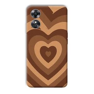 Brown Hearts Phone Customized Printed Back Cover for Oppo A17