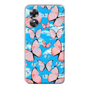 Pink Butterflies Phone Customized Printed Back Cover for Oppo A17