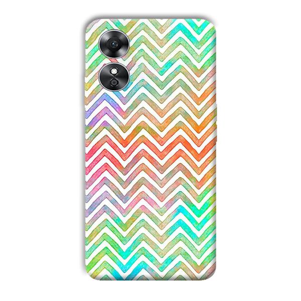 White Zig Zag Pattern Phone Customized Printed Back Cover for Oppo A17