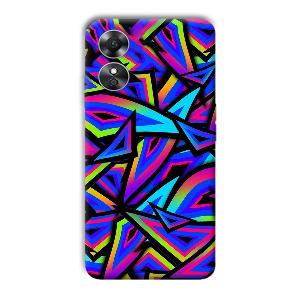 Blue Triangles Phone Customized Printed Back Cover for Oppo A17