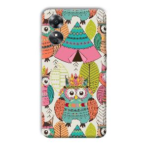 Fancy Owl Phone Customized Printed Back Cover for Oppo A17