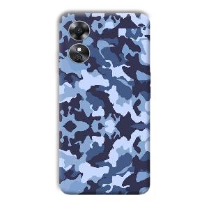 Blue Patterns Phone Customized Printed Back Cover for Oppo A17