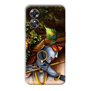 Krishna & Flute Phone Customized Printed Back Cover for Oppo A17