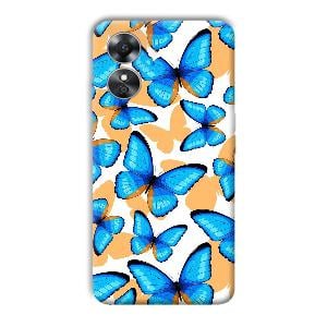 Blue Butterflies Phone Customized Printed Back Cover for Oppo A17