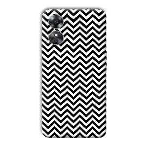 Black White Zig Zag Phone Customized Printed Back Cover for Oppo A17