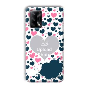 Blue & Pink Hearts Customized Printed Back Cover for Oppo F19