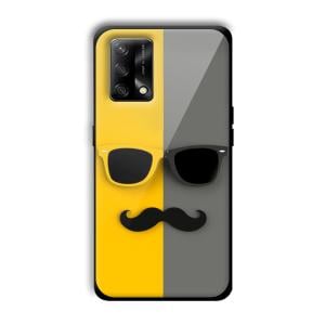 Yellow and Grey Sunglass Customized Printed Glass Back Cover for Oppo F19