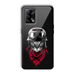 Rider Cat Customized Printed Glass Back Cover for Oppo F19
