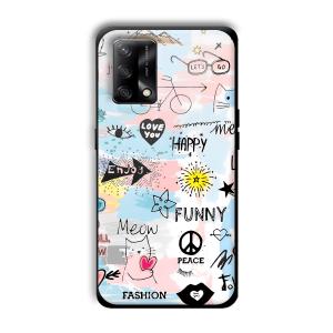 Illustrations Customized Printed Glass Back Cover for Oppo F19