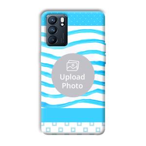 Blue Wavy Design Customized Printed Back Cover for Oppo Reno 6