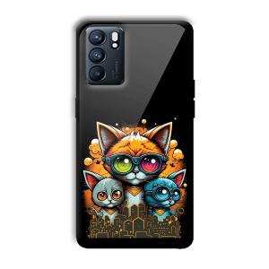 Cats Customized Printed Glass Back Cover for Oppo Reno 6