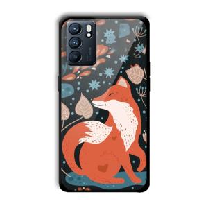 Cute Fox Customized Printed Glass Back Cover for Oppo Reno 6