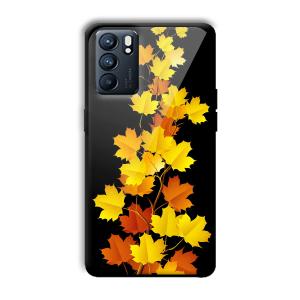 Golden Leaves Customized Printed Glass Back Cover for Oppo Reno 6