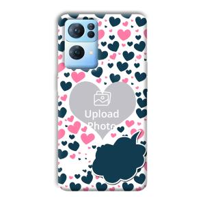 Blue & Pink Hearts Customized Printed Back Cover for Oppo Reno 7 Pro