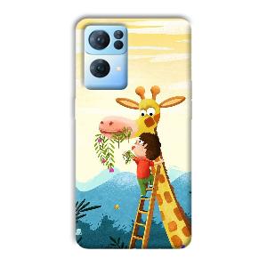 Giraffe & The Boy Phone Customized Printed Back Cover for Oppo Reno 7 Pro