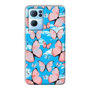 Pink Butterflies Phone Customized Printed Back Cover for Oppo Reno 7 Pro