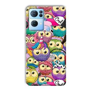 Colorful Owls Phone Customized Printed Back Cover for Oppo Reno 7 Pro
