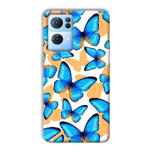 Blue Butterflies Phone Customized Printed Back Cover for Oppo Reno 7 Pro