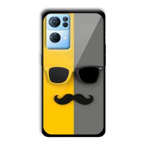 Yellow and Grey Sunglass Customized Printed Glass Back Cover for Oppo Reno 7 Pro