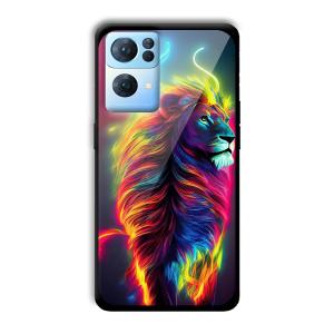 Neon Lion Customized Printed Glass Back Cover for Oppo Reno 7 Pro