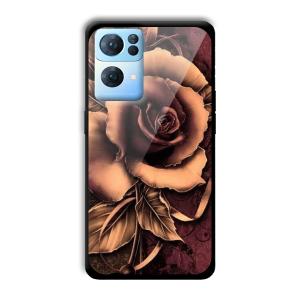 Brown Rose Customized Printed Glass Back Cover for Oppo Reno 7 Pro